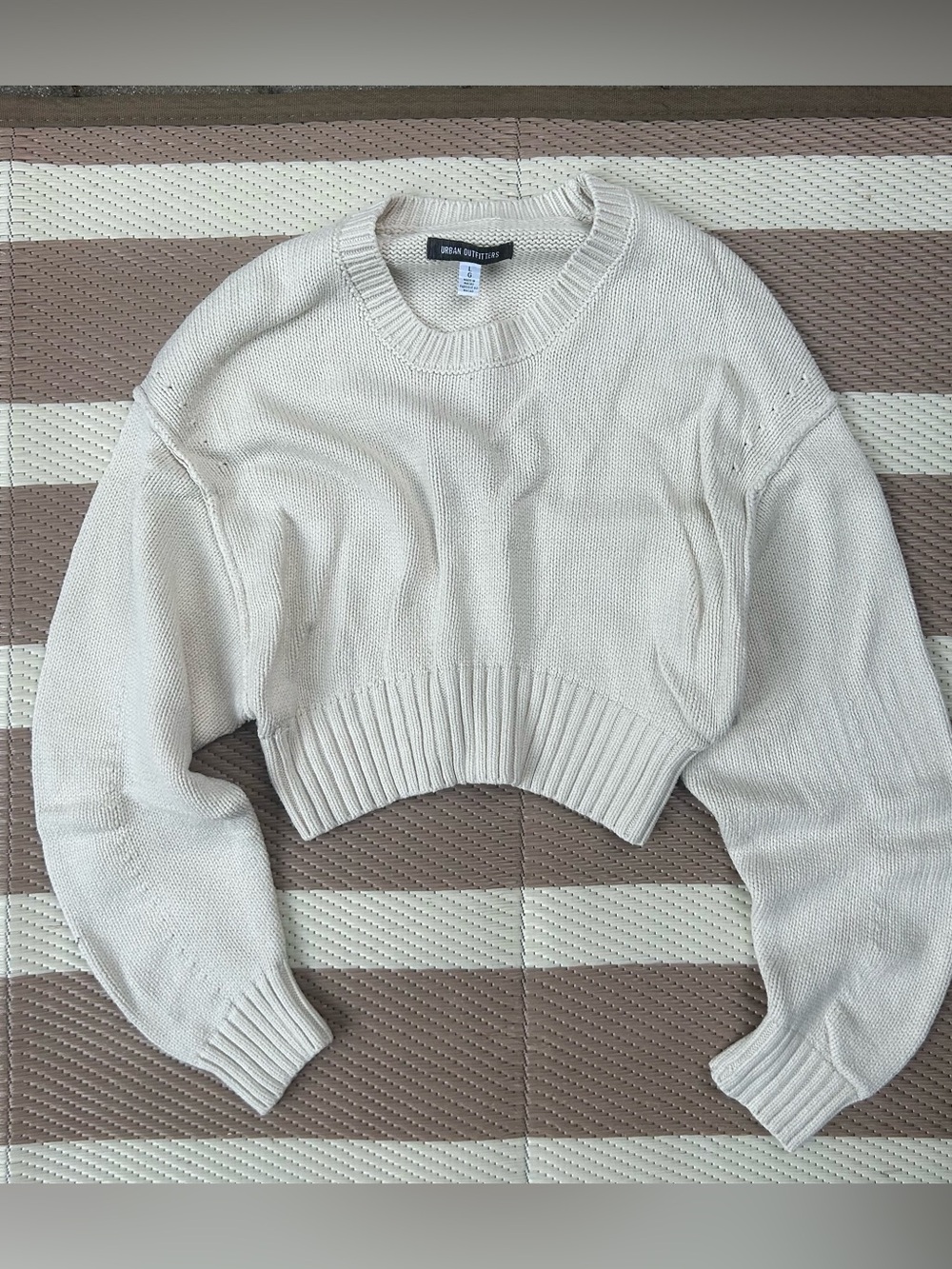 Urban Outfitters Cream Cropped Crewneck Sweater (So Cozy!!)